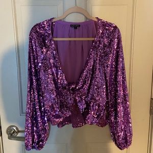 For love and lemons purple sequin top